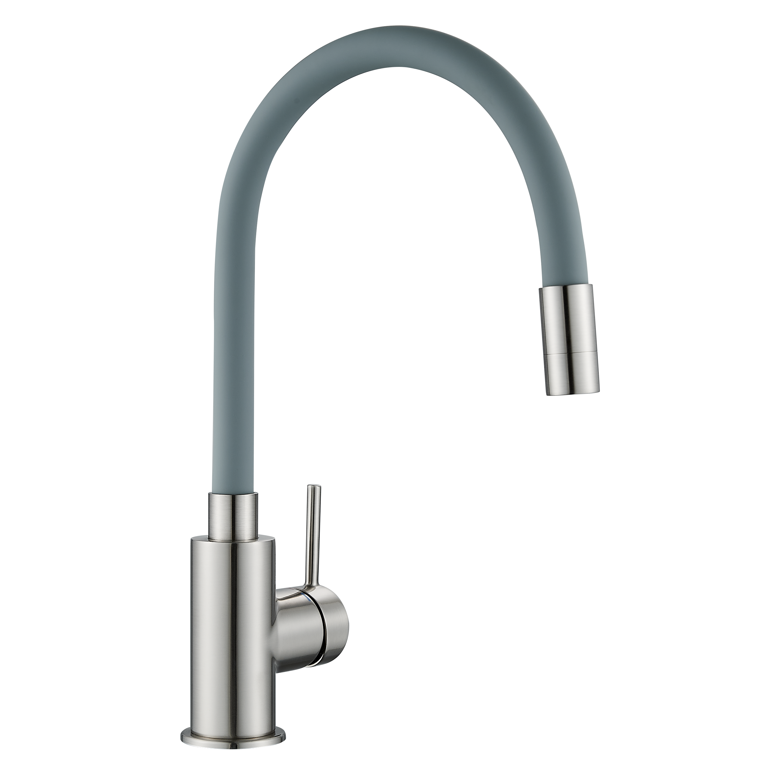 Grifo de cocina monomando caño alto flexible eleki gris