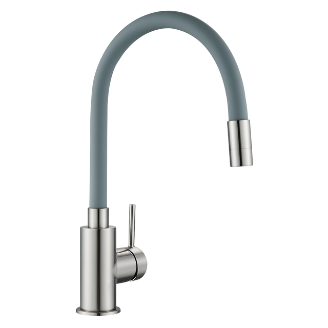 Robinet de cuisine avec bec flexible DELINIA Eleki gris