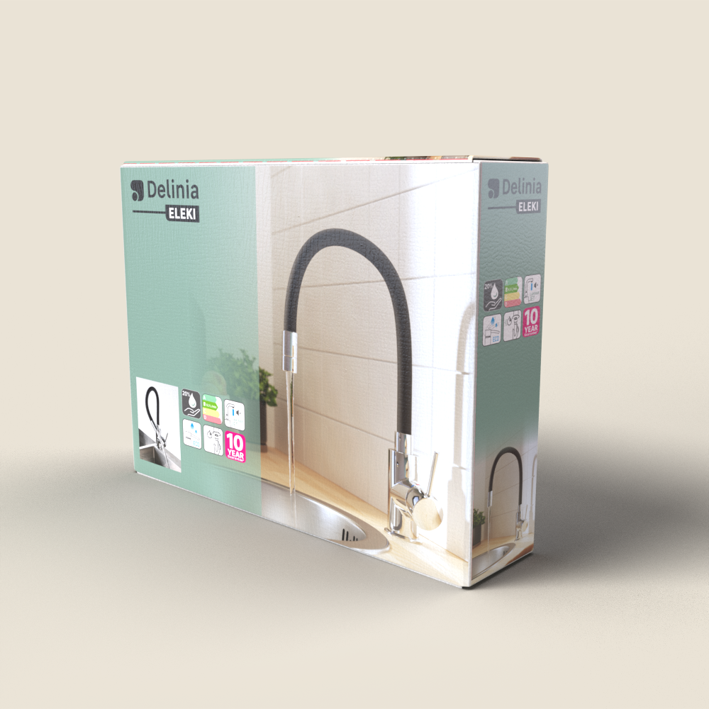 Robinet de cuisine avec bec flexible DELINIA Eleki noir / chrome - 13