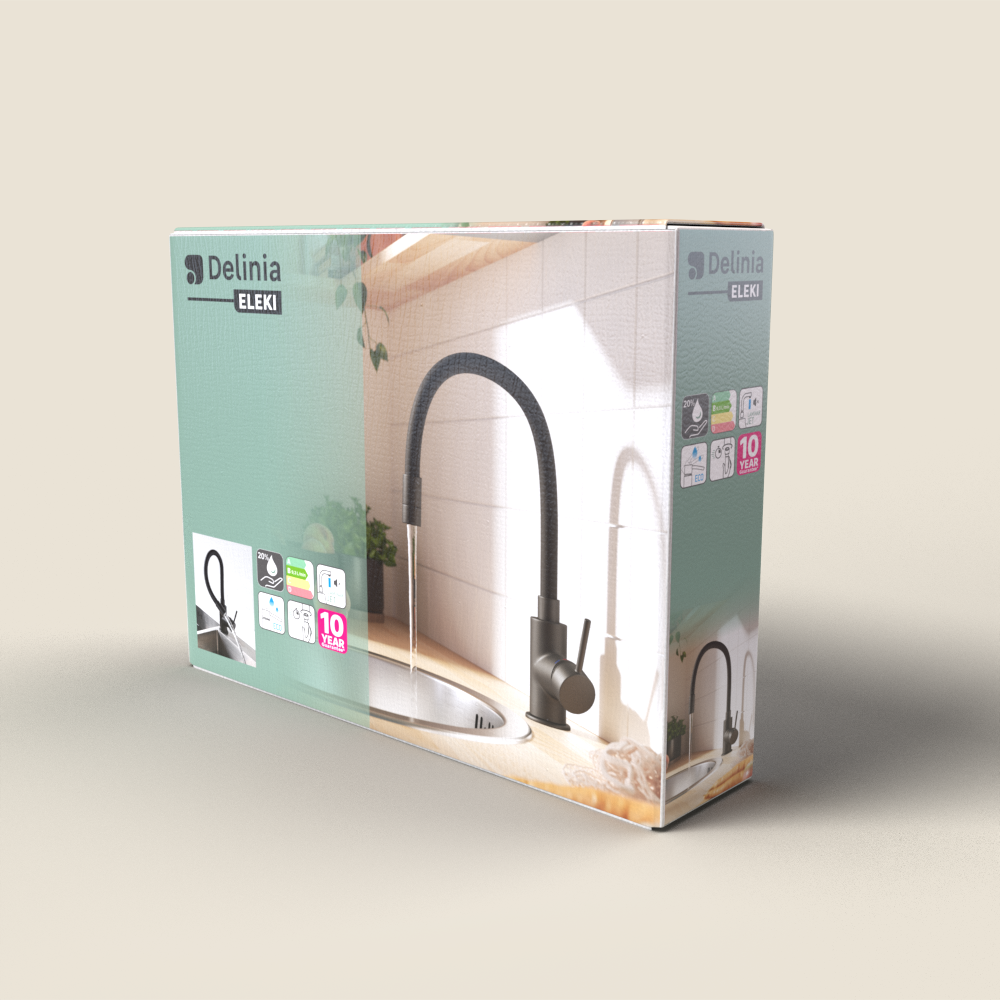 Robinet de cuisine avec bec flexible DELINIA Eleki noir - 12