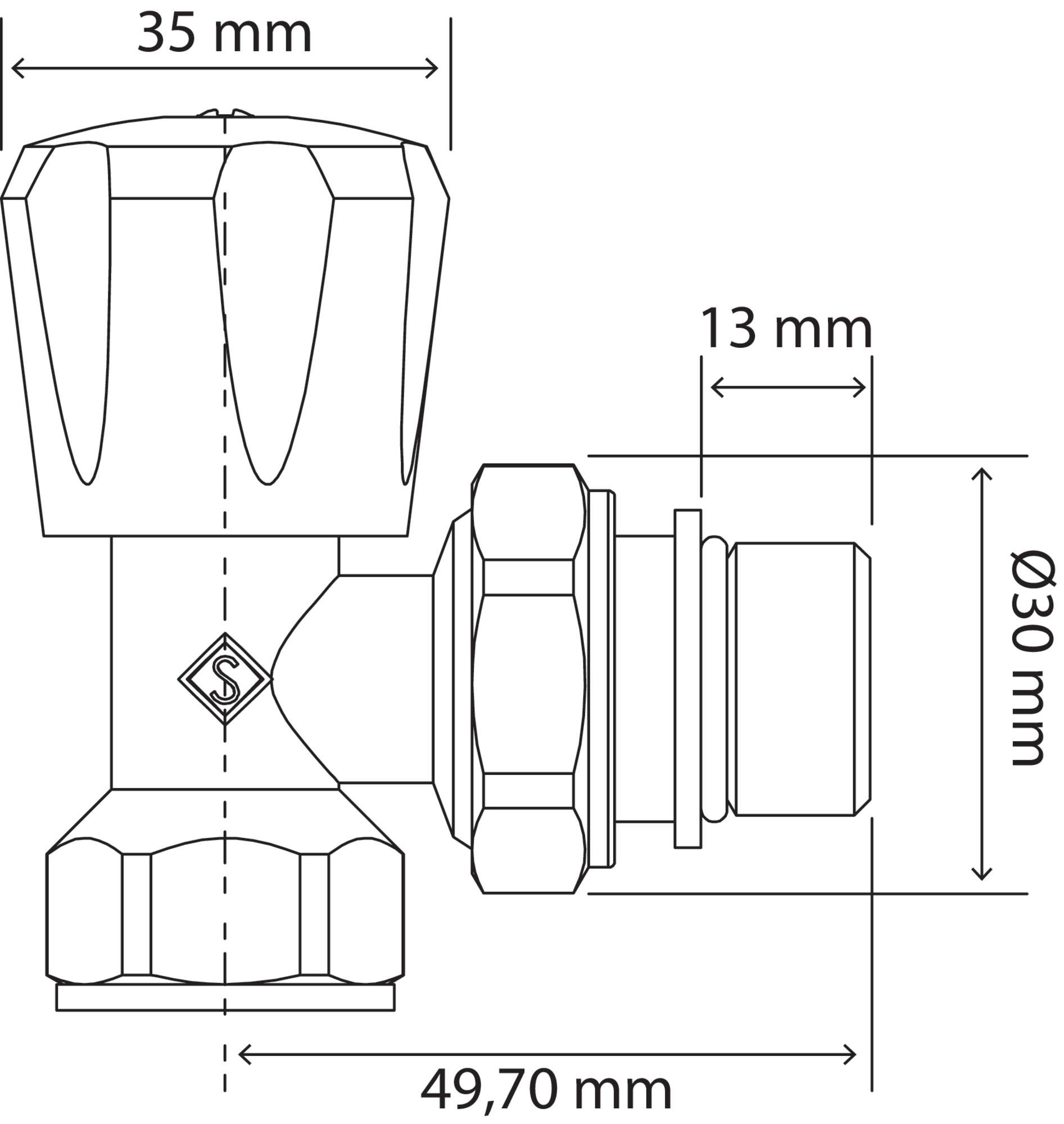 Robinet simple réglage nickelé équerre universel - 2