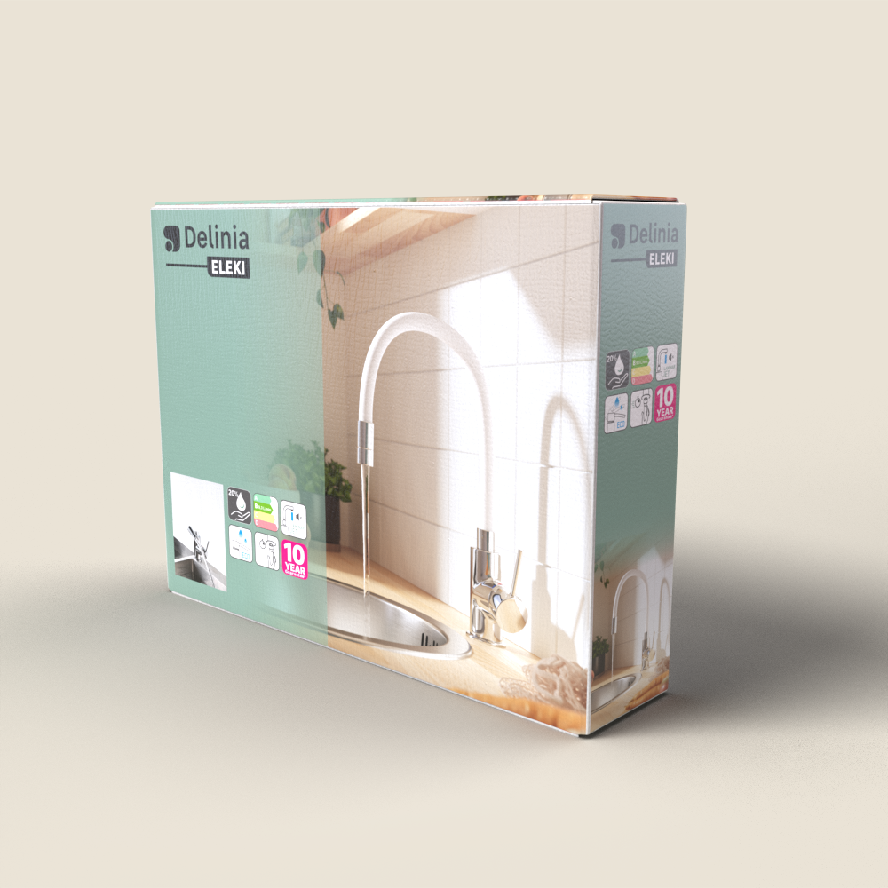 Rubinetto da cucina elastico flessibile Eleki bianco cromato lucido DELINIA - 14