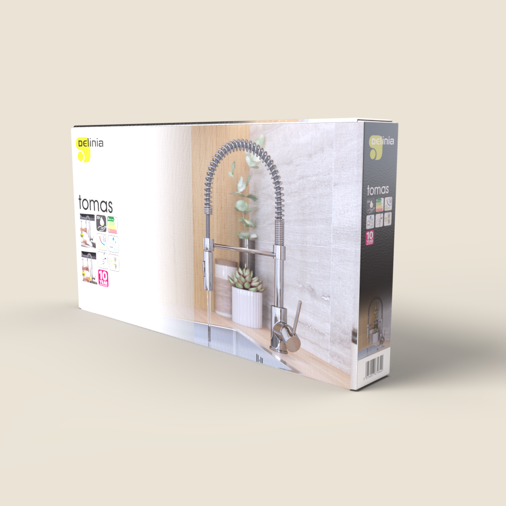 Torneira de bancada cano alto escovado em níquel cromada Delinia Tomas - 12