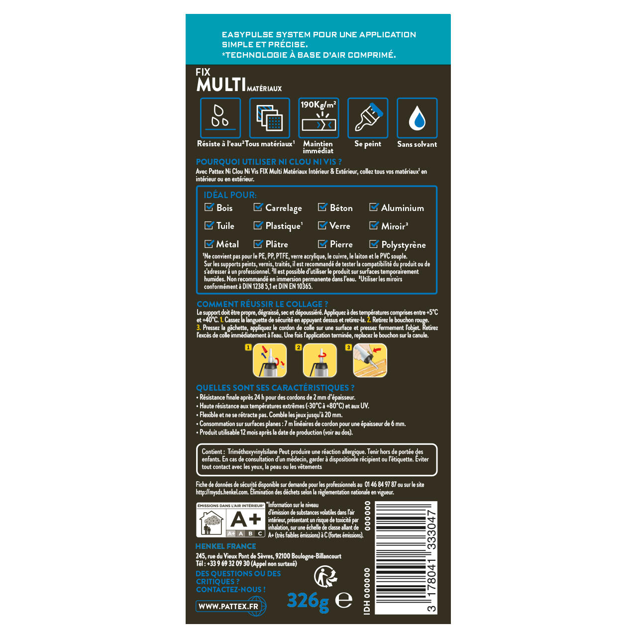 Colle de fixation pâte MS polymère Ni clou ni vis tous matériaux PATTEX, 326 g b - 7