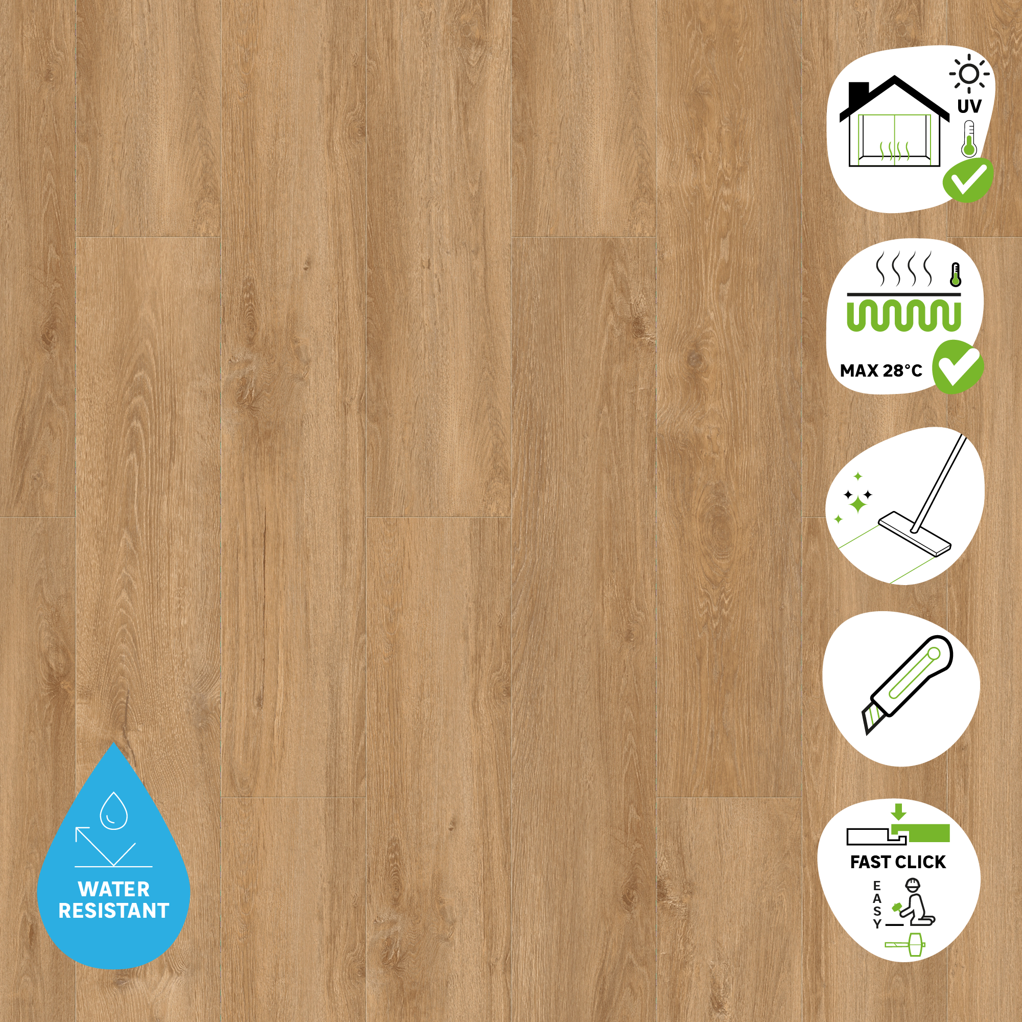 Lame PVC clipsable intenso ARTENS Robore bois naturel - 7