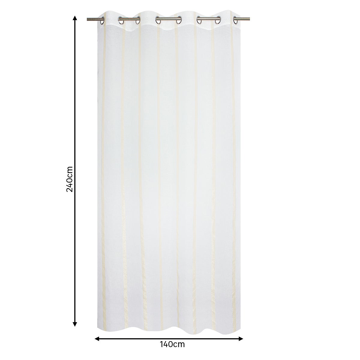 Cortinado ilhós Lorea 140x240cm branco ouro - 4