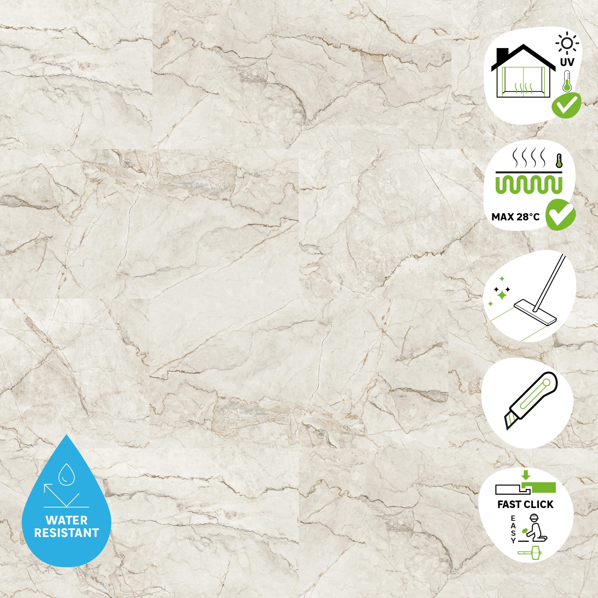 Dalle PVC clipsable intenso ARTENS Blush effet marbre - 7