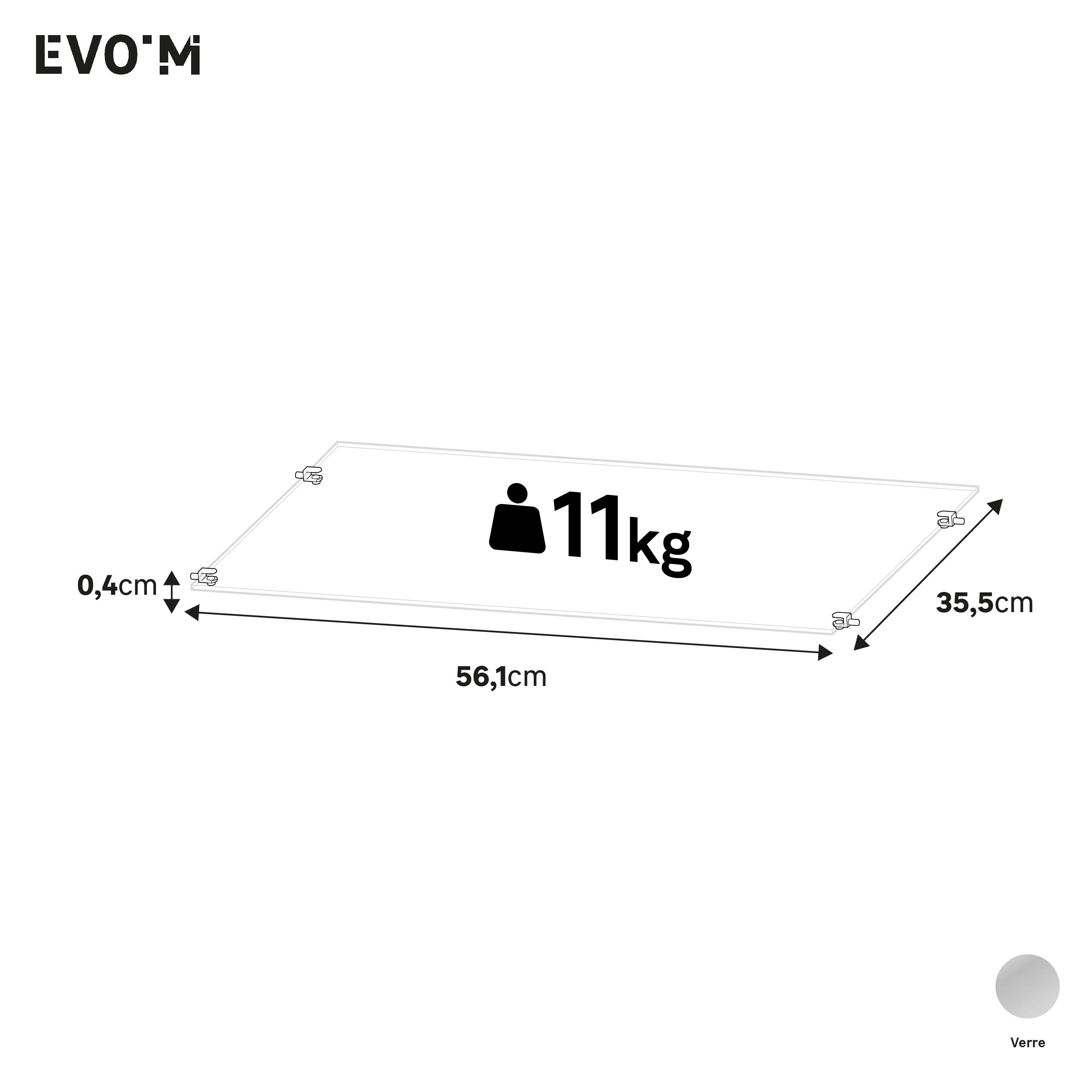 Etagère en verre SPACEO Evo'M pour caisson L.60 x P.38 cm - 2