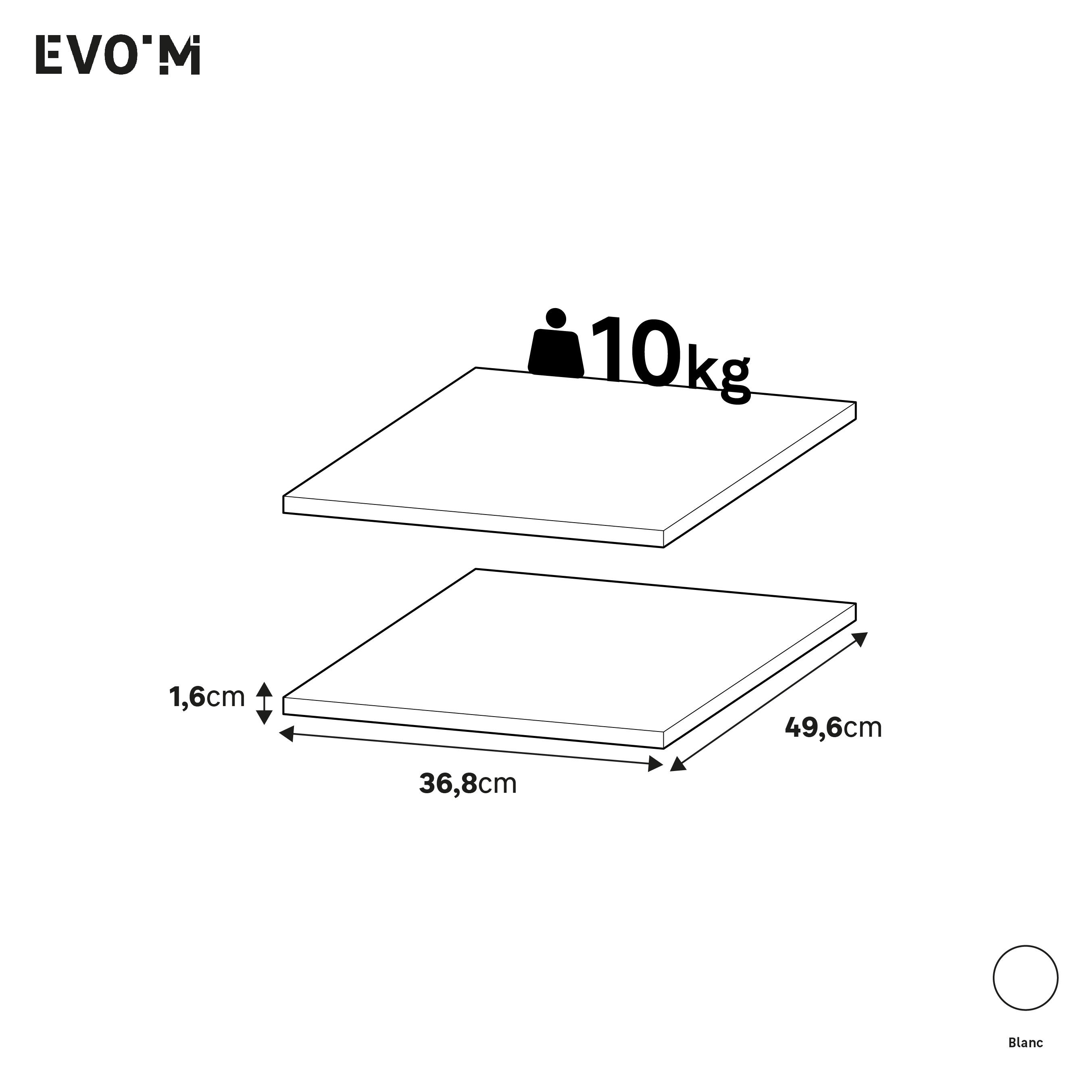 Lot de 2 étagères SPACEO Evo'M P.50 blanc pour caisson L.40 x P.50 cm - 3