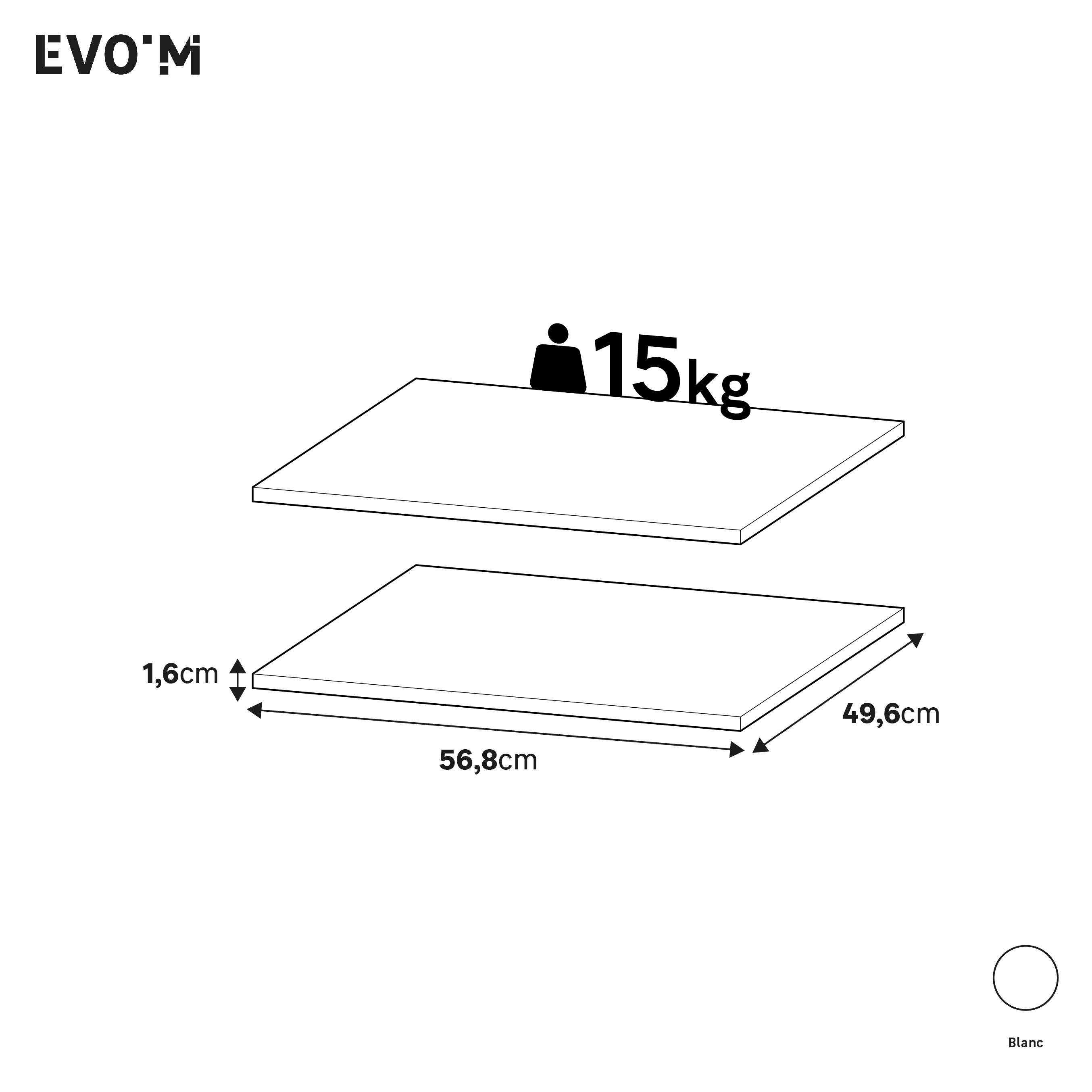 Lot de 2 étagères SPACEO Evo'M P.50 pour caisson L.60 x P.50 cm - 3