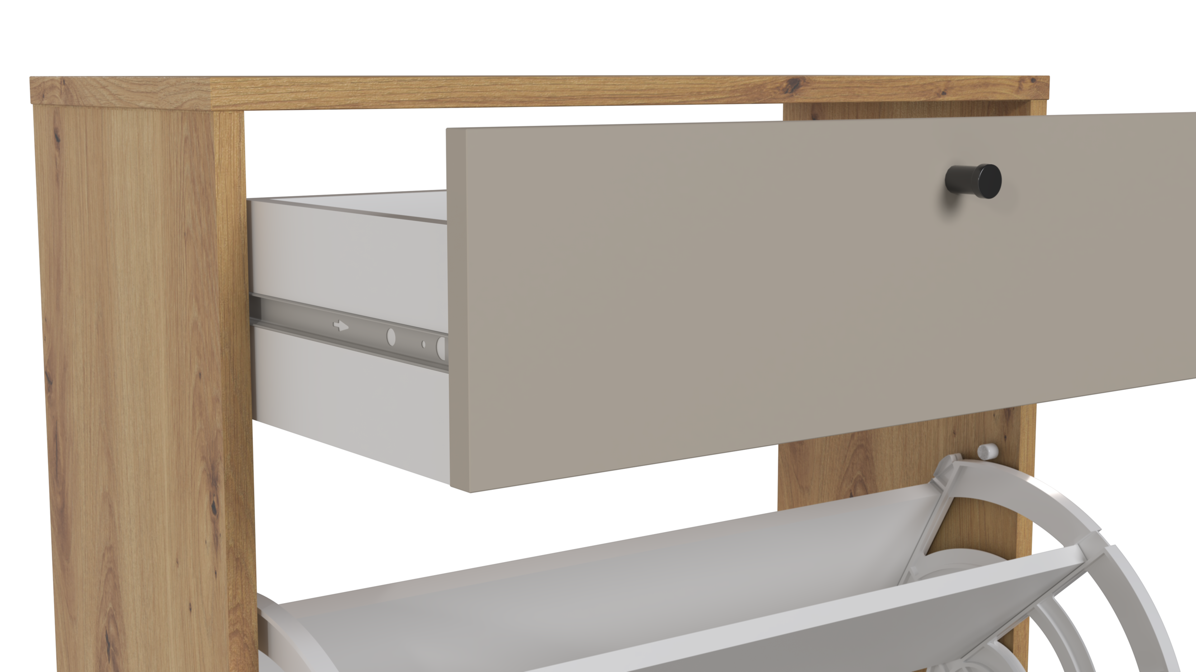 Sapateira 3 portas 8 pares 113x69x24,6 cm carvalho/branco Home Ardila - 5