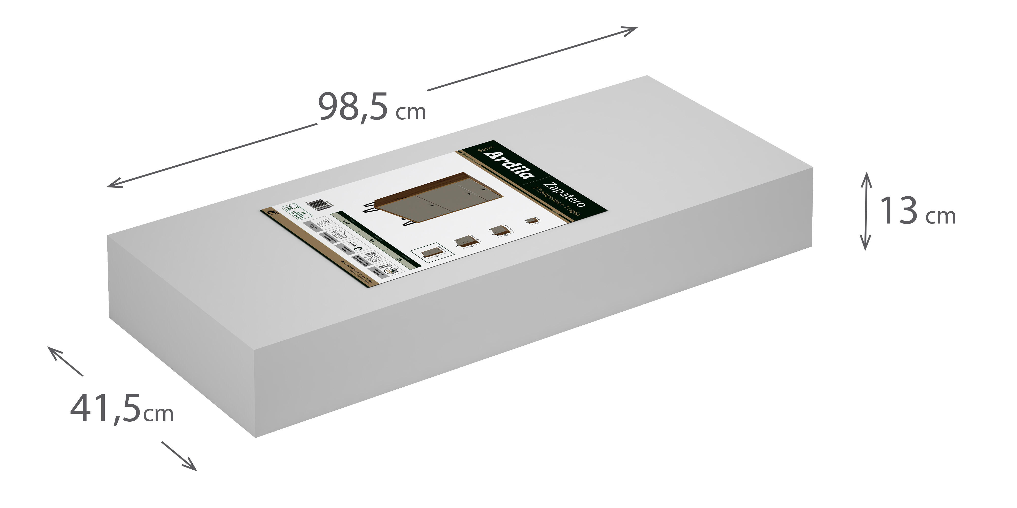 Sapateira 3 portas 8 pares 113x69x24,6 cm carvalho/branco Home Ardila - 9