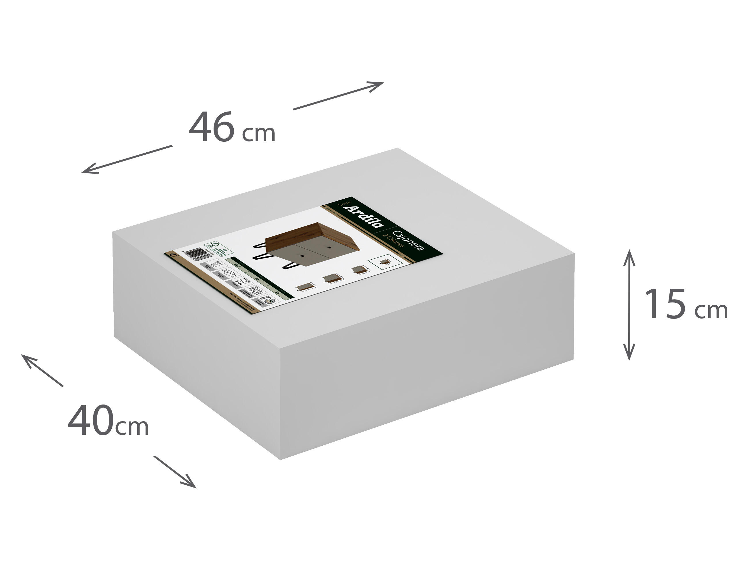 Cajonera de frente cerrado con 2 cajón/es de 40.2x59.4x35 cm - 12
