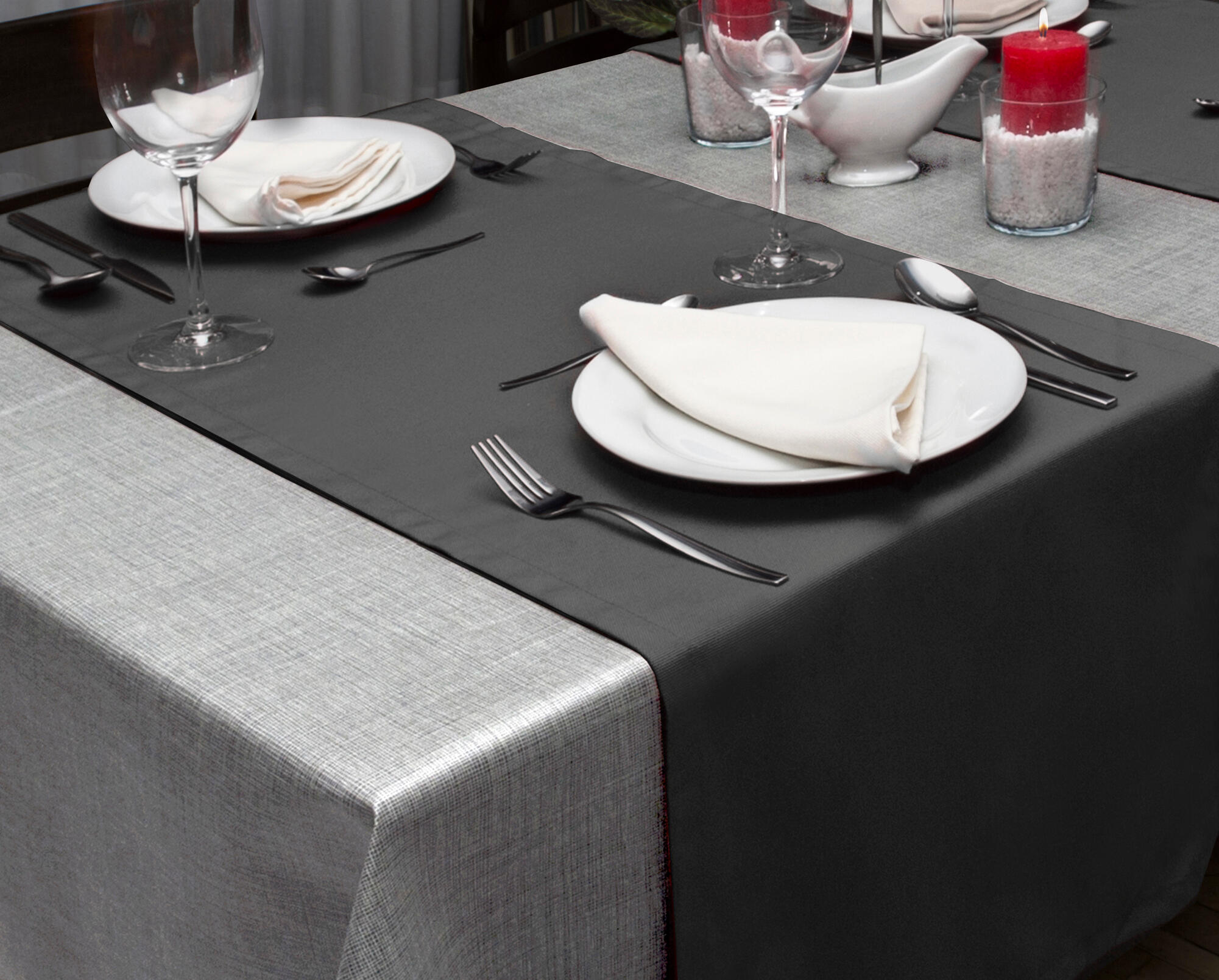 Camino textil mesa 140x40 cm gris