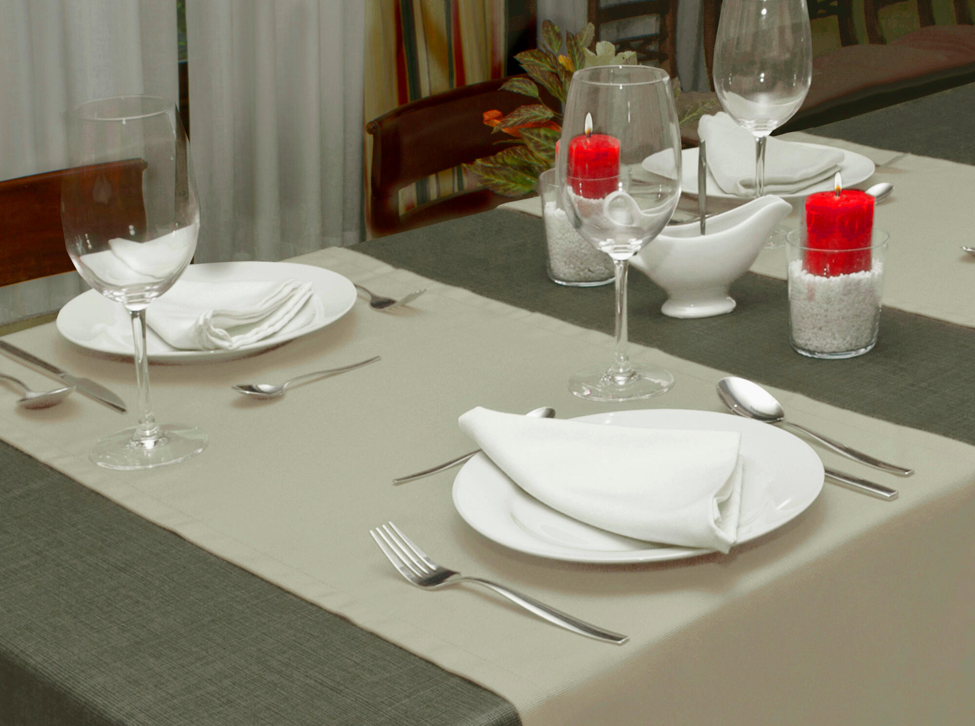 Camino textil mesa 140x40 cm arena