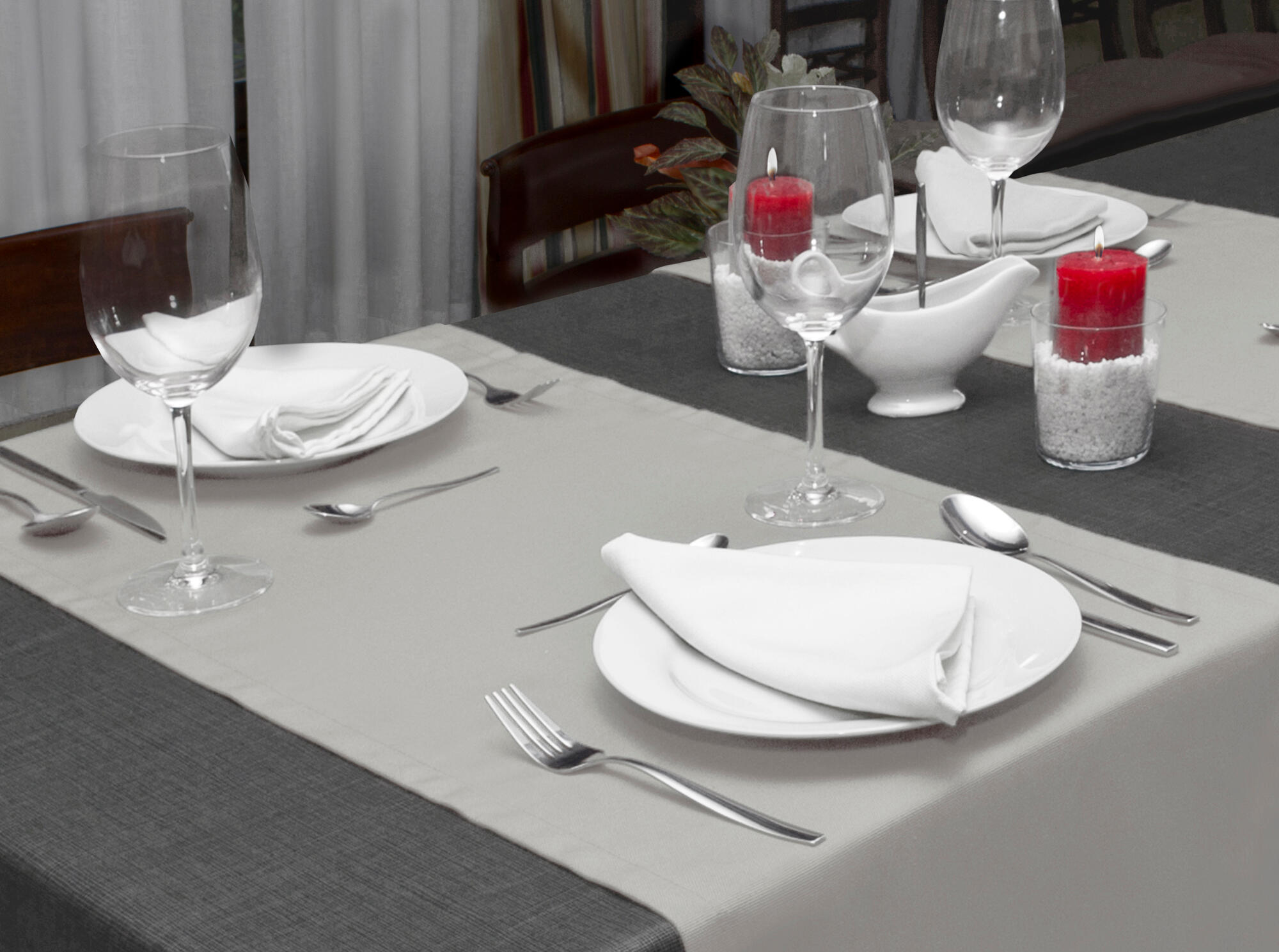 Camino de mesa textil mesa 140x40 cm en color crudo