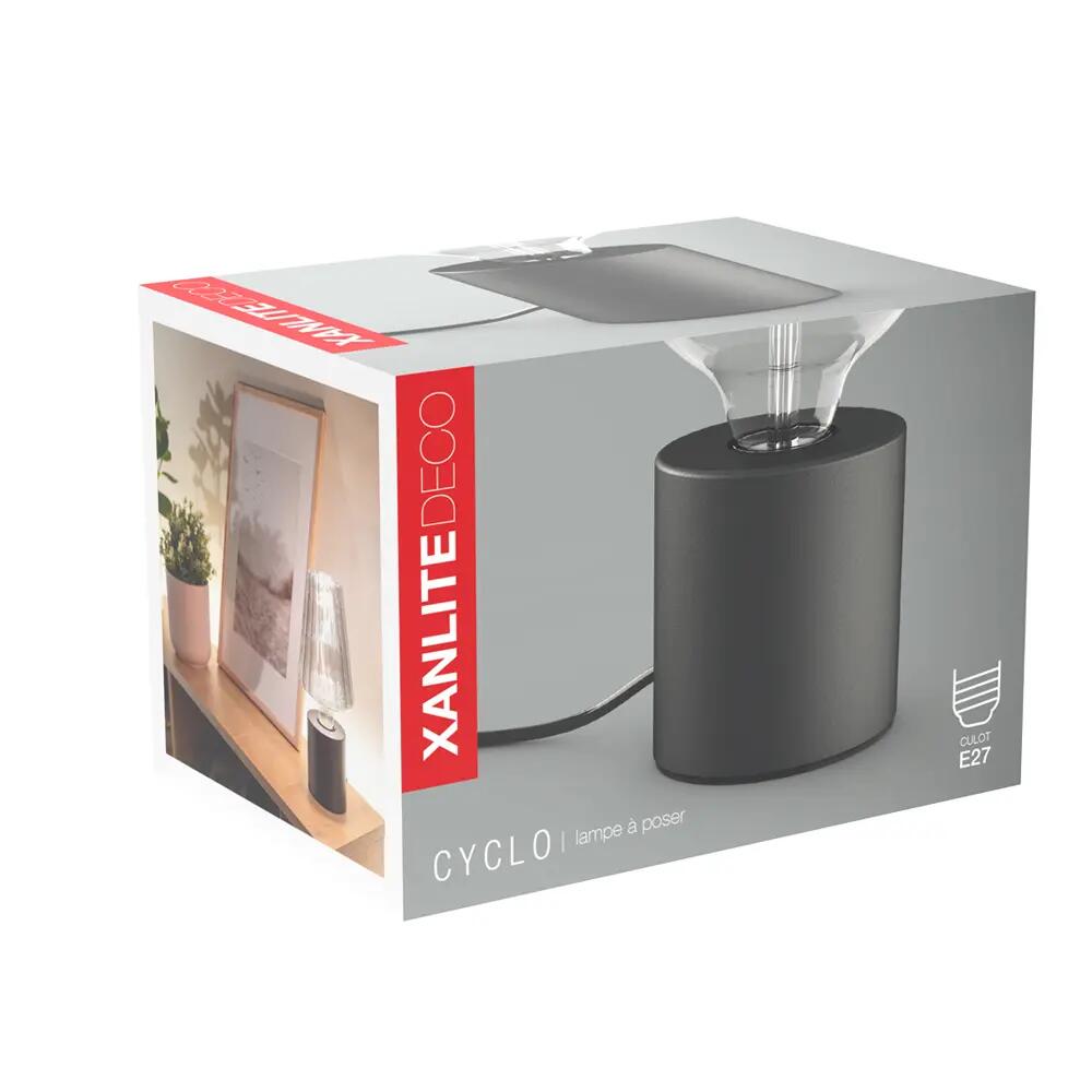 Lampe Cylindre, acier, noir, H.8.5 cm, E27 - 2