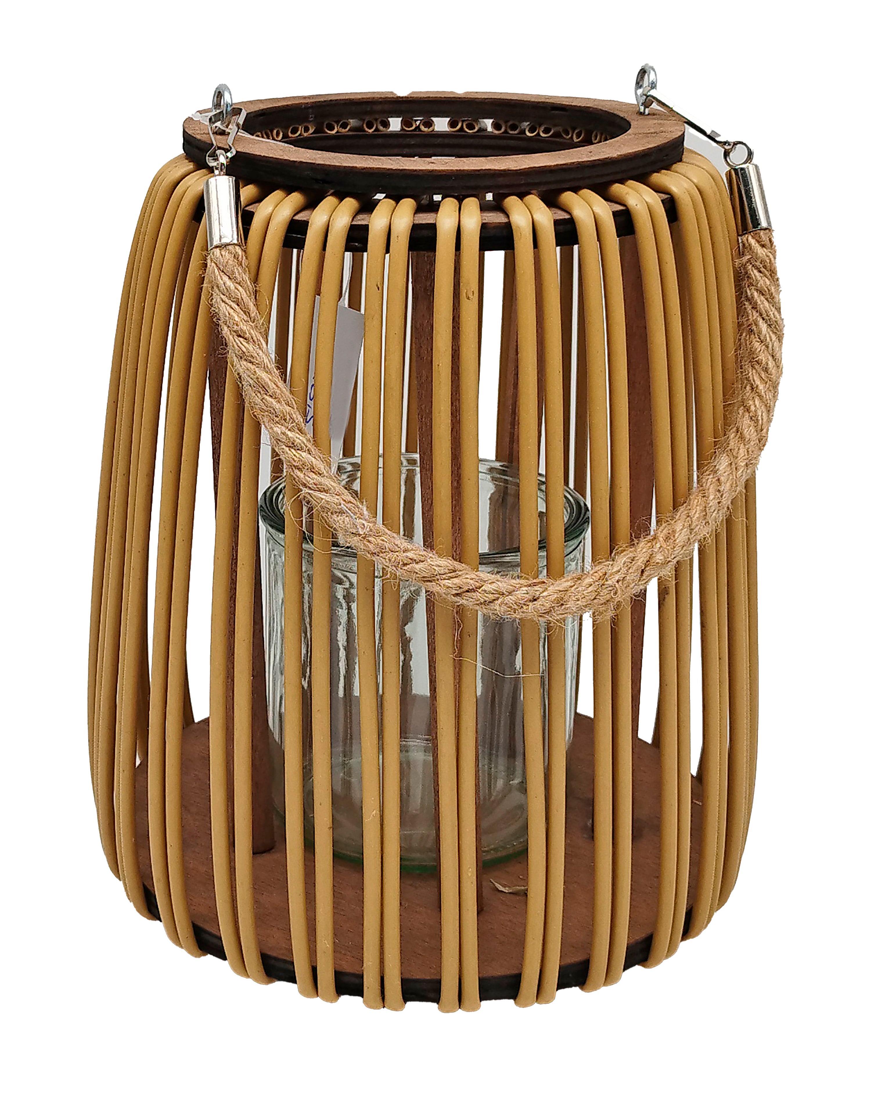 Farol decorativo mimbre cilíndrica farol natural 20x23.5 cm
