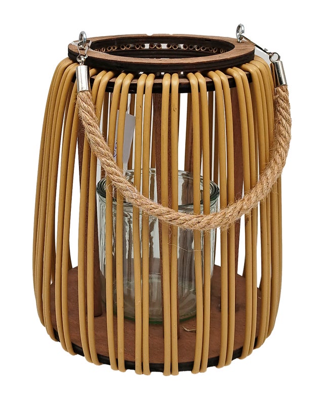 Farol decorativo mimbre cilíndrica Farol natural 20x23.5 cm