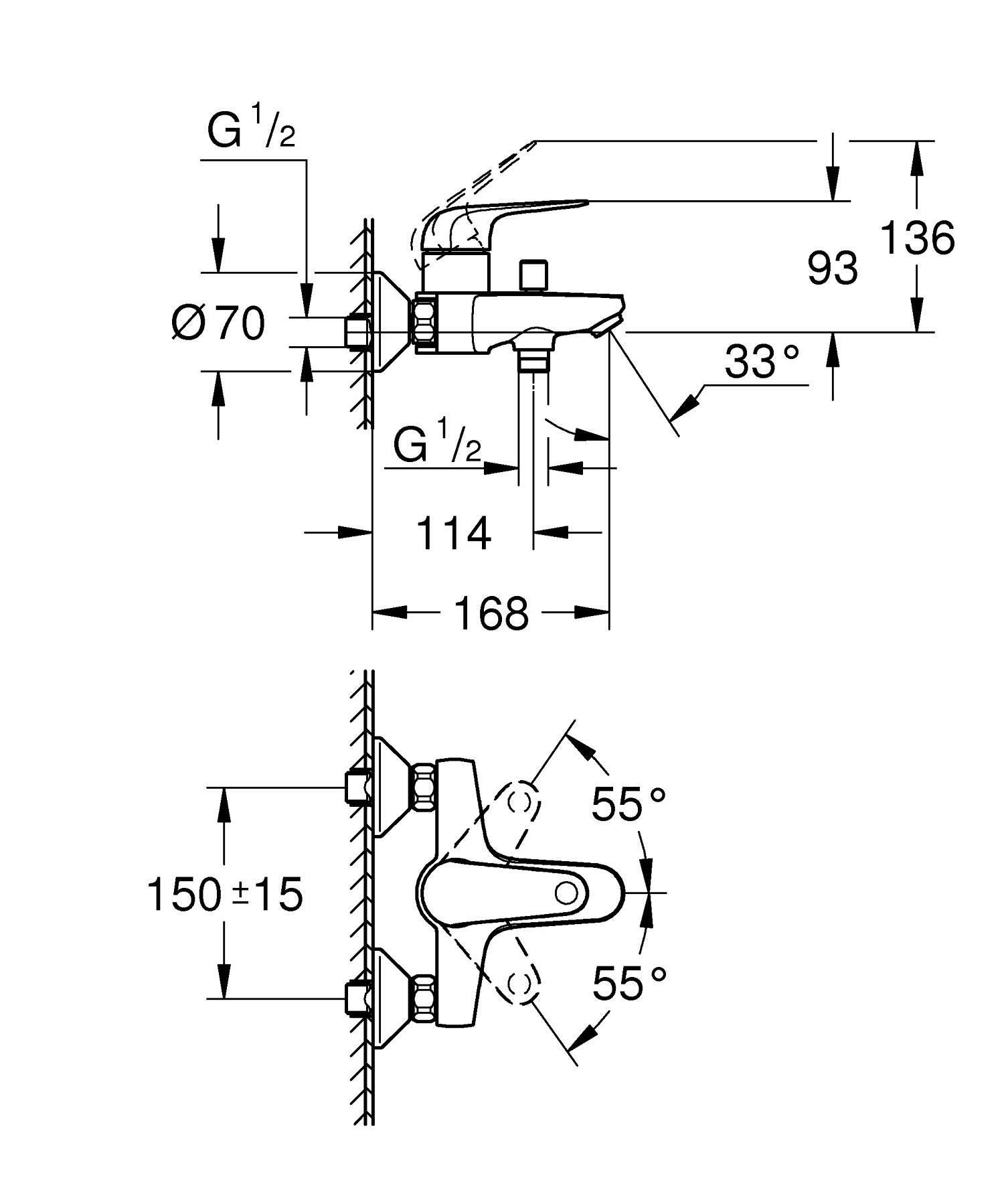 Grifo de bañera monomando GROHE Swift cromo brillo Antical Latón - 5