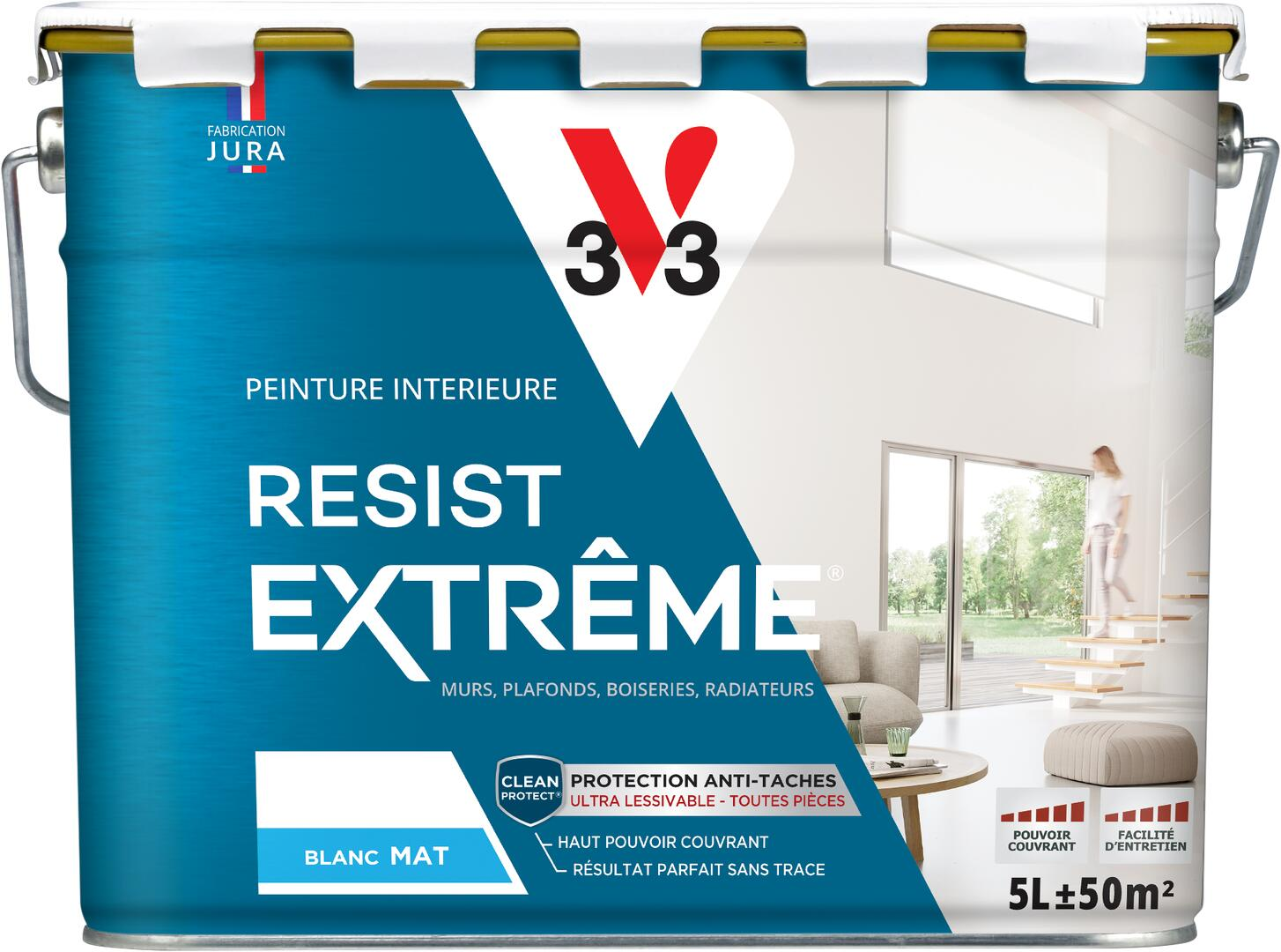 Peinture mur et plafond blanc mat V33 Résist