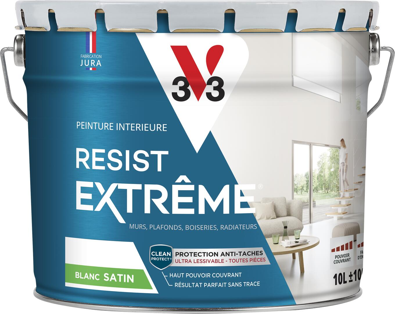 Peinture mur et plafond blanc satin V33 Résist