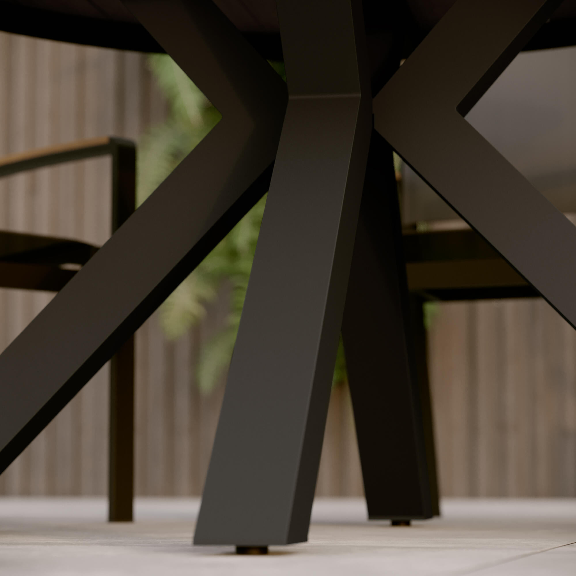 Mesa refeição madeira sintética e alumínio ⌀140 cm cinza escuro Naterial Clara - 5