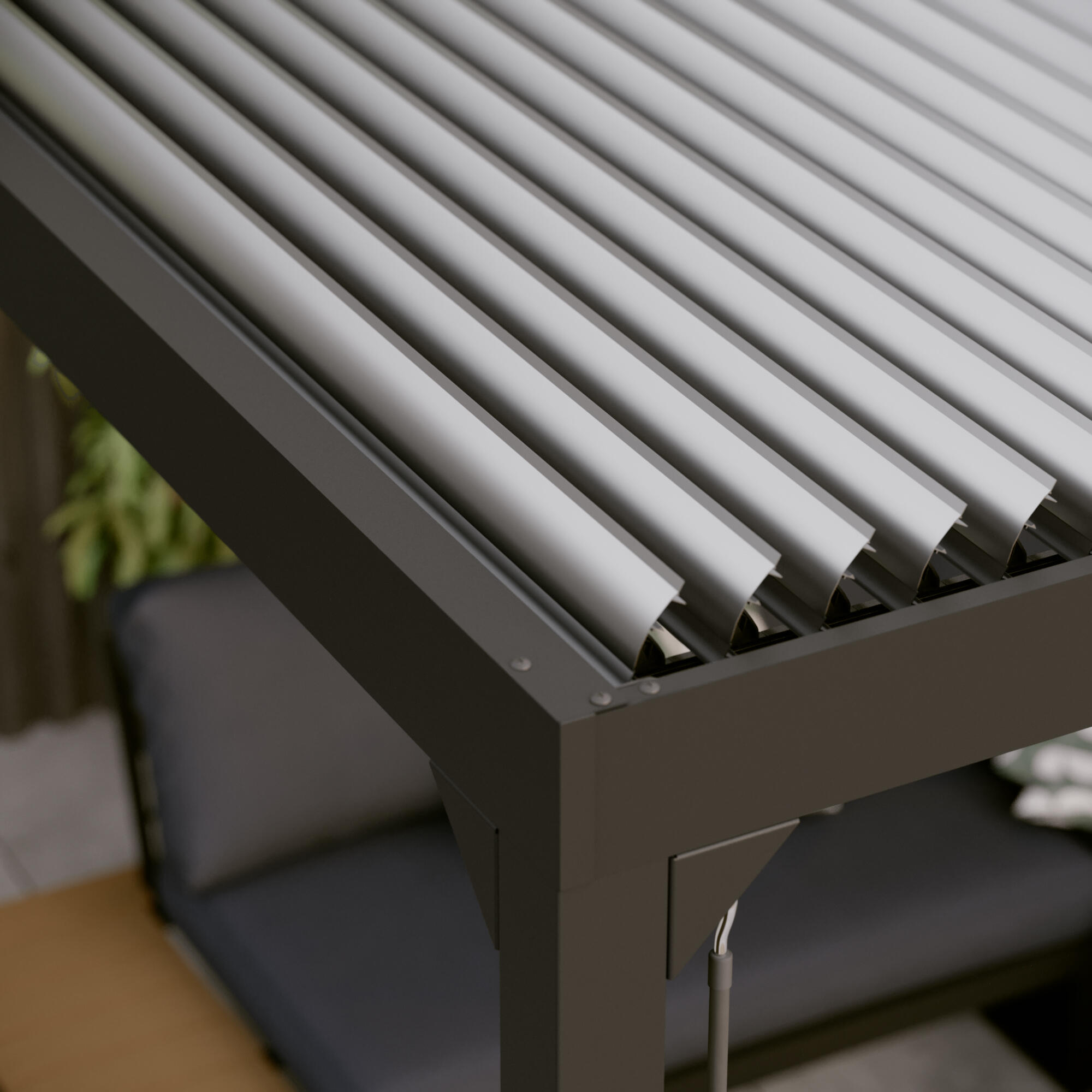 Pergola bioclimatique autoportante First II aluminium gris anthracite, 9m² - 9