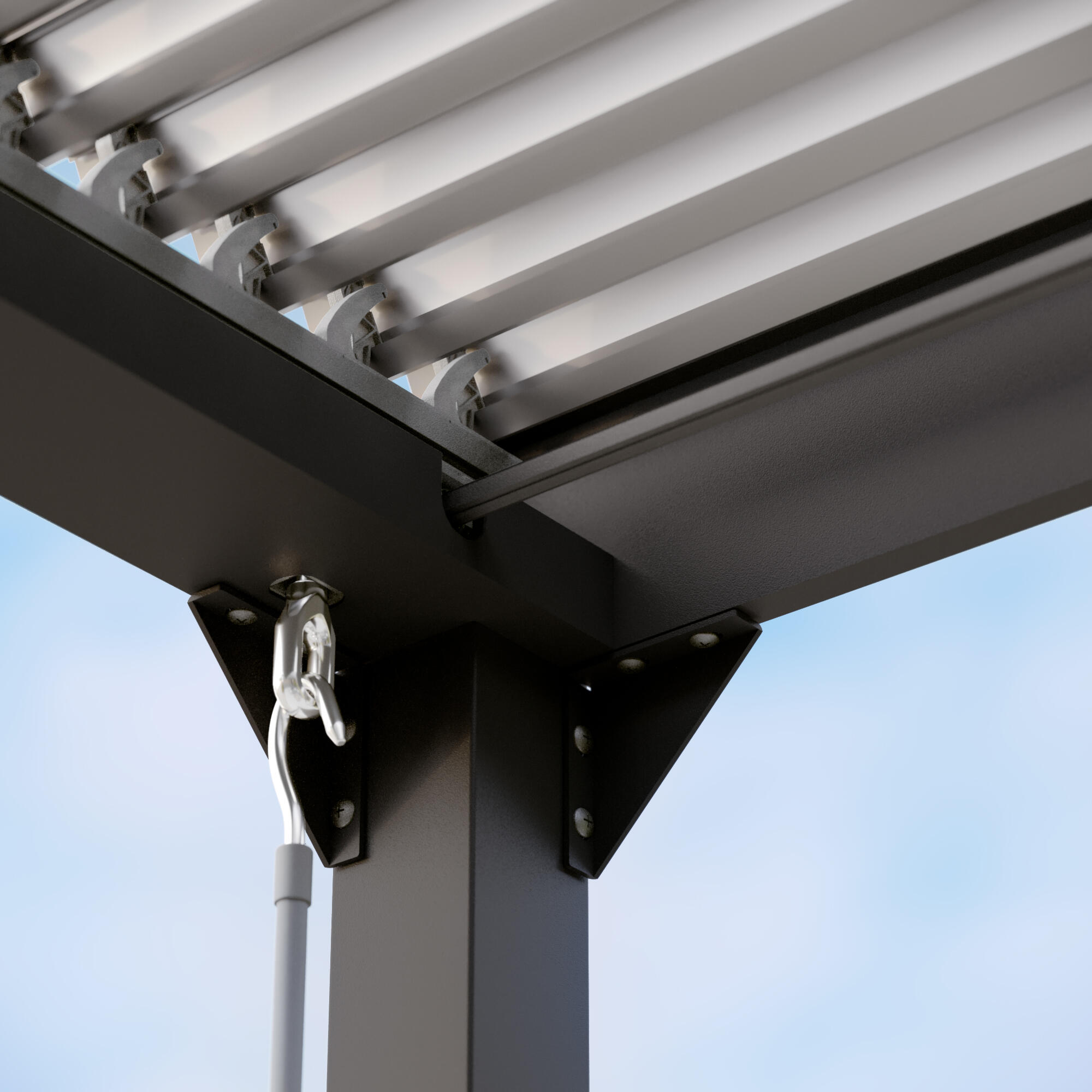 Pergola bioclimatique autoportante First II aluminium gris anthracite, 9m² - 7