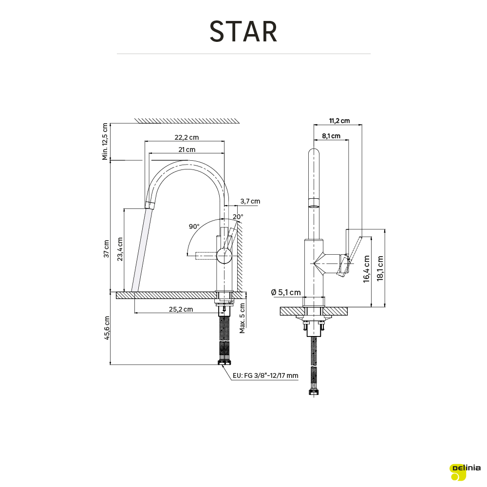Torneira de bancada Star cromada Delinia - 8