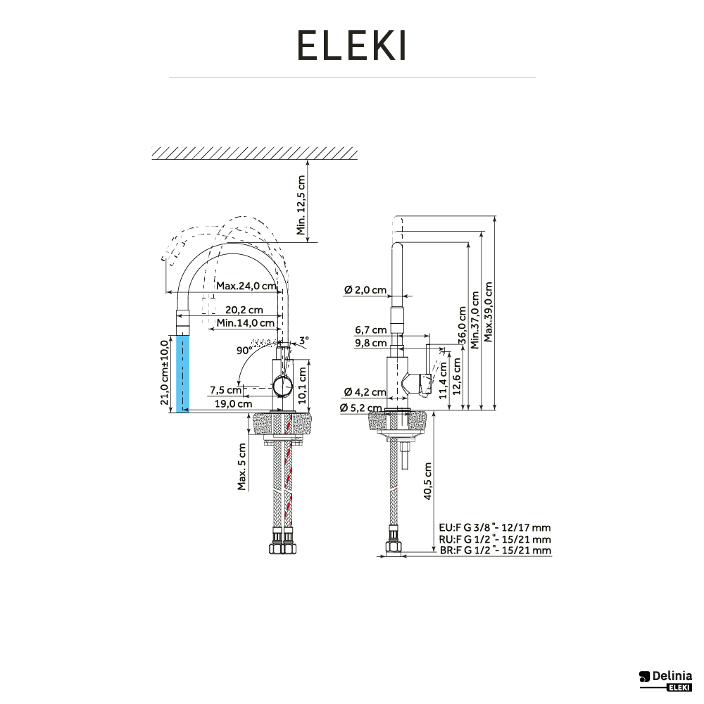 Robinet de cuisine avec bec flexible DELINIA Eleki noir - 5