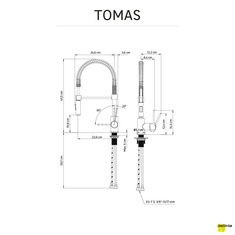 Mitigeur de cuisine avec douchette DELINIA Tomas noir - 9