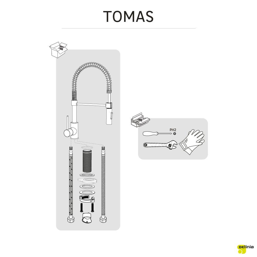 Mitigeur de cuisine avec douchette DELINIA Tomas noir - 8