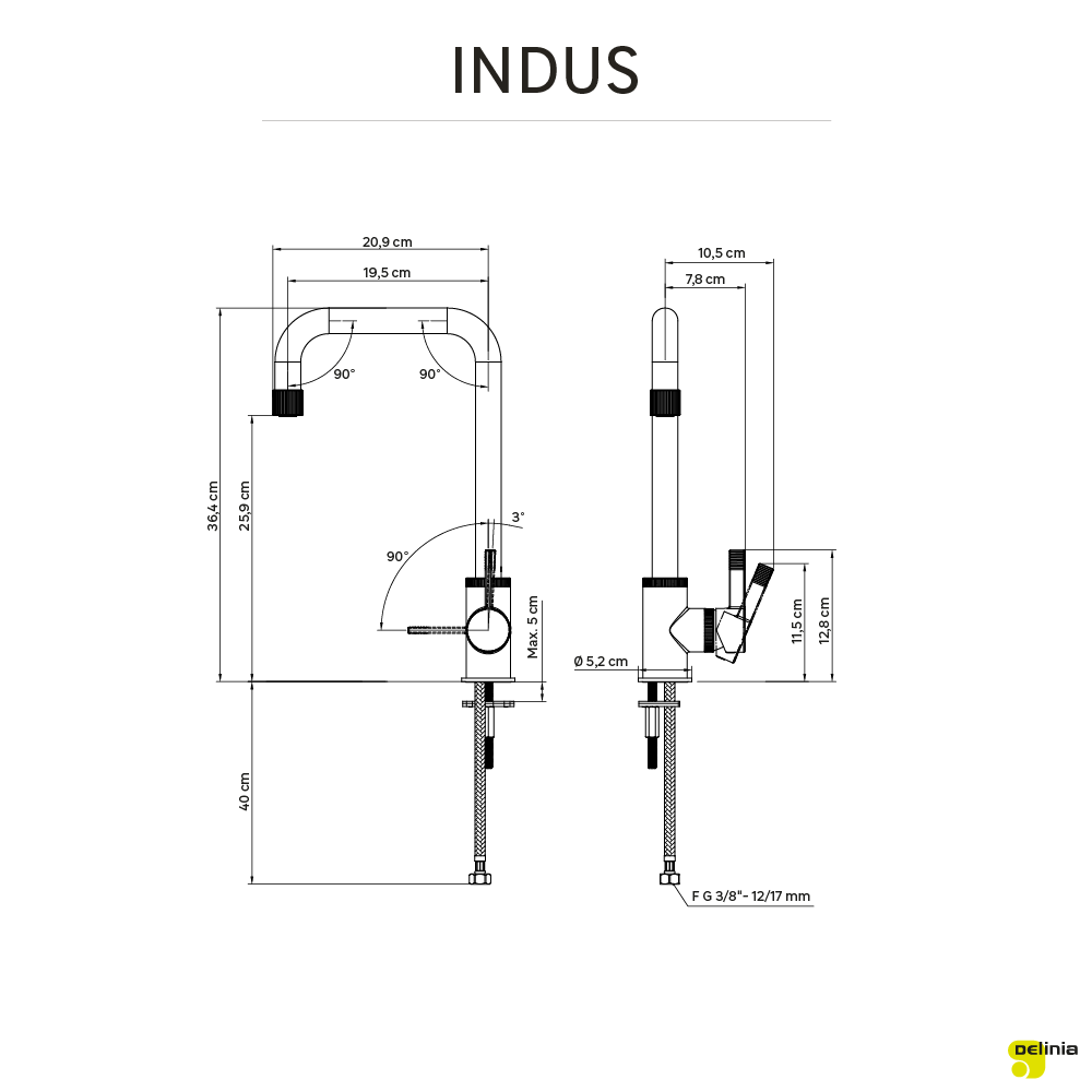 Torneira de bancada cinza envernizado Delinia Indus - 10