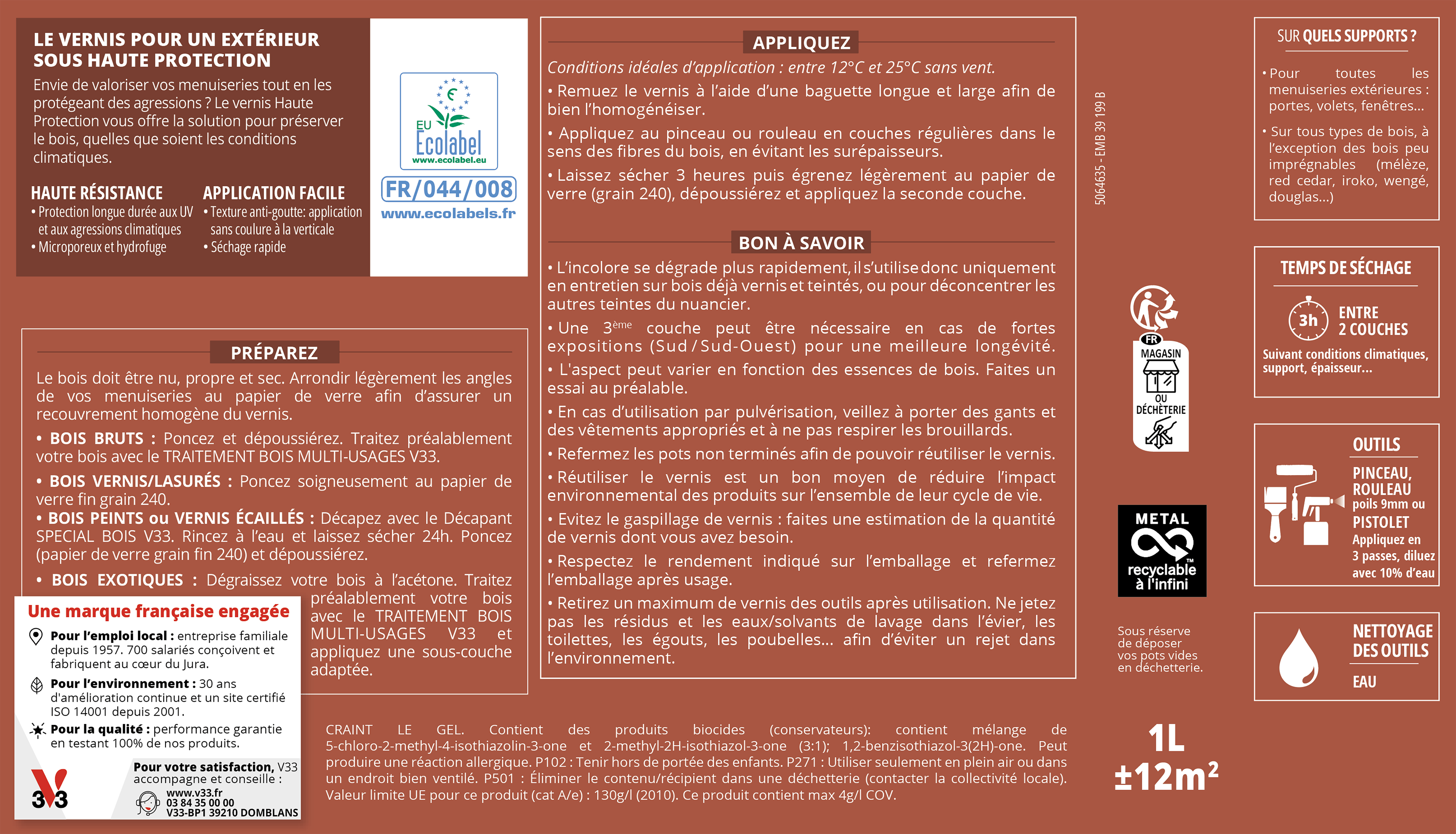 Vernis pour bois extérieur V33 Haute protection chêne clair satiné 0.5 l - 4