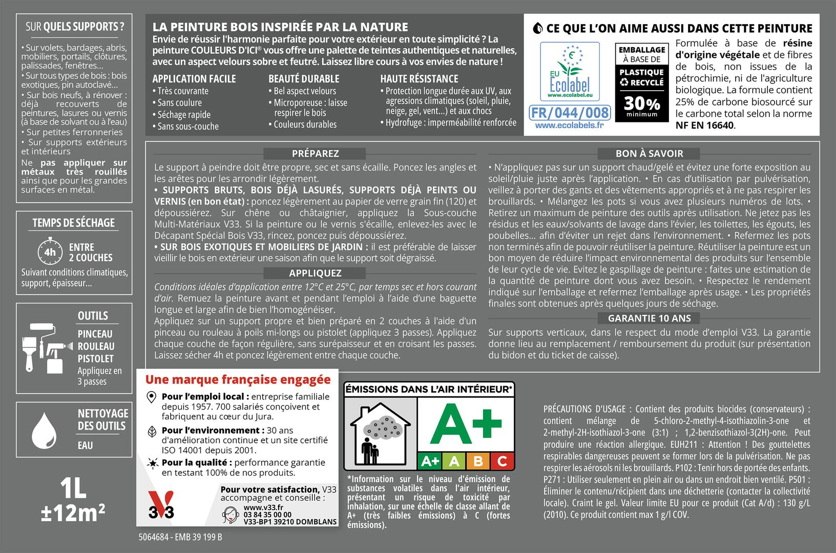 Peinture extérieure bois Couleurs d'ici ® V33 anthracite RAL 7016 velours 125ml - 7