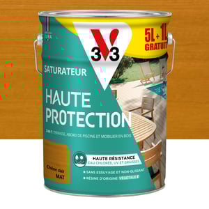Saturateur pour bois extérieur V33 Haute protection chêne clair mat 5L+20% gratu