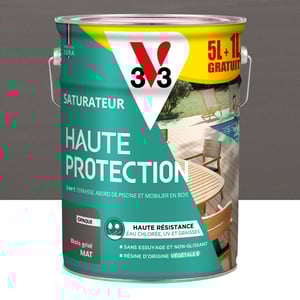 Saturateur pour bois extérieur V33 Haute protection bois grisé mat 5L+20% gratui