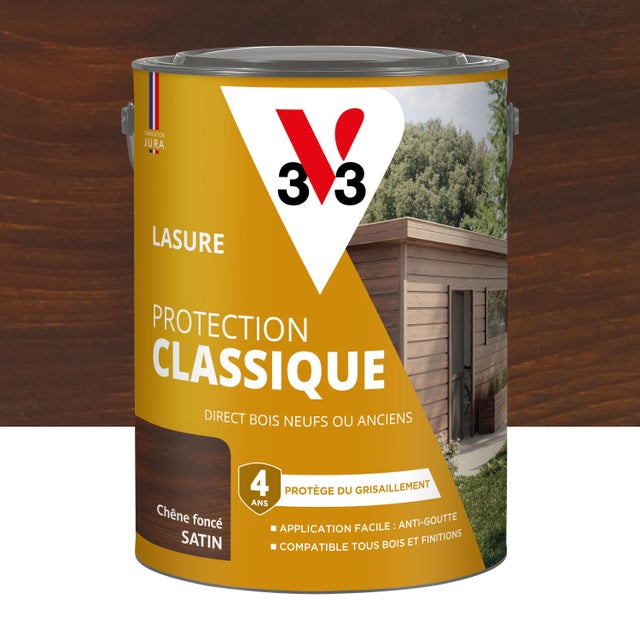 Lasure V33 Protection classique 4 ans chêne foncé satiné 5 l
