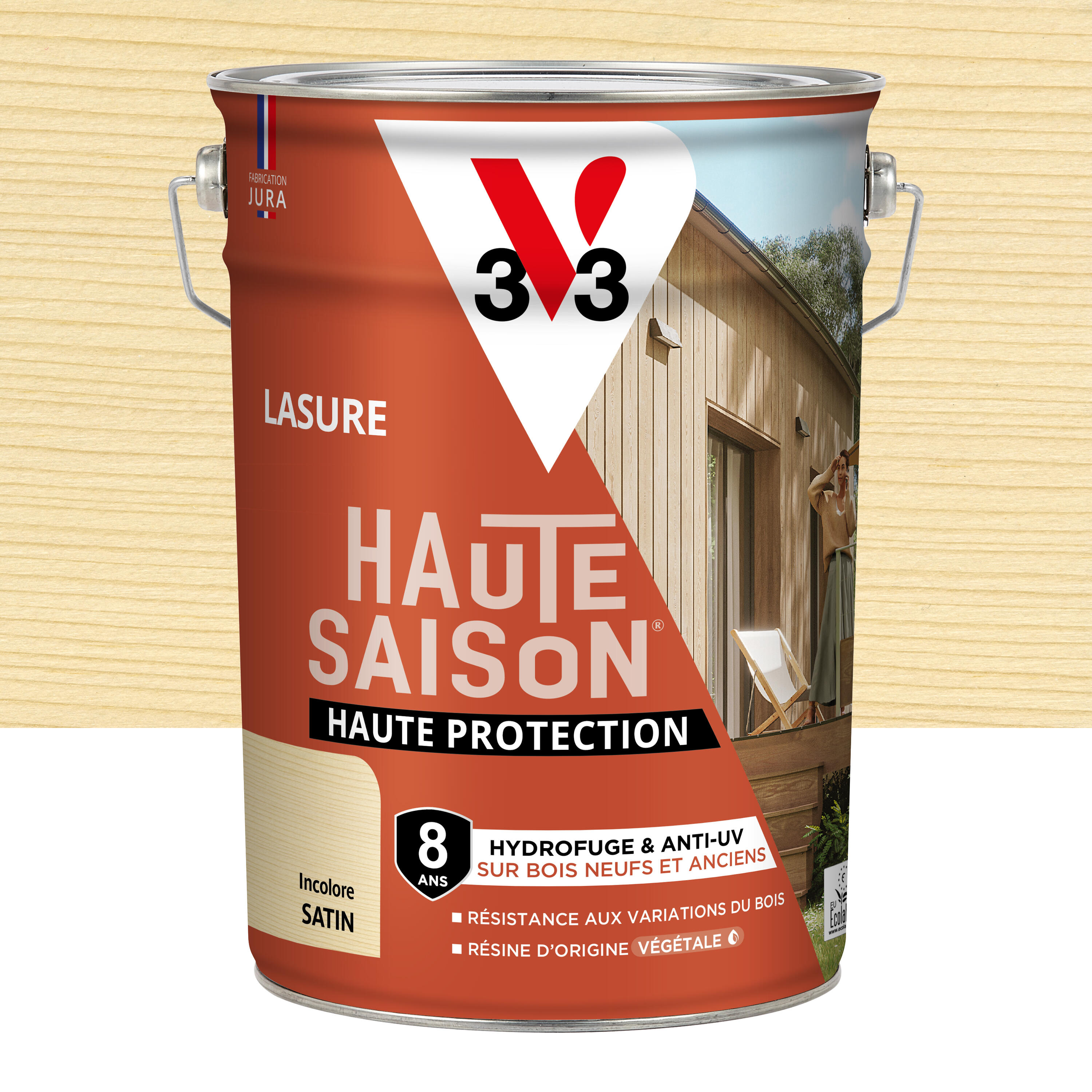 Lasure V33 Haute saison 8 ans incolore satiné 5 l | Leroy Merlin