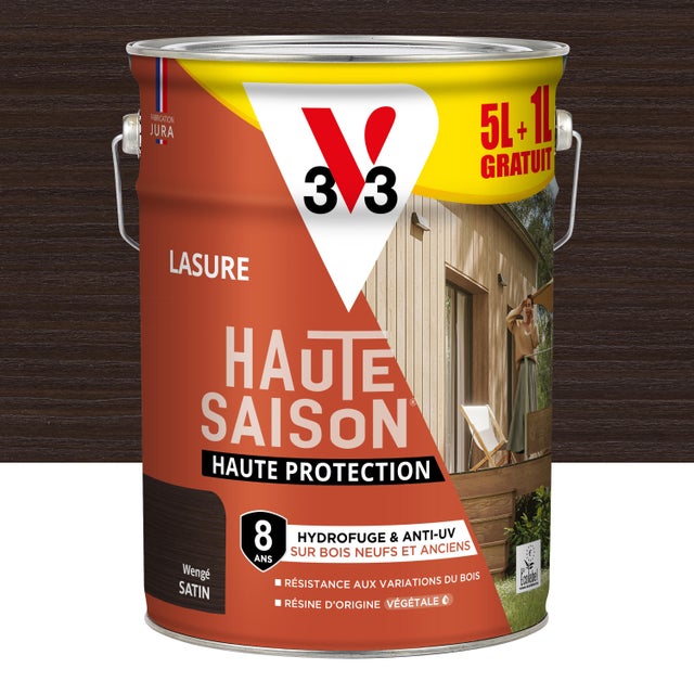 Lasure V33 Haute saison 8 ans wengé satiné 5L+20% gratuit