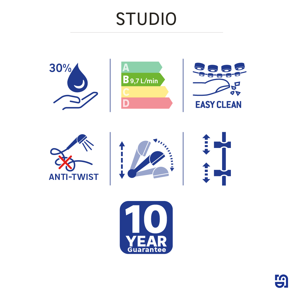 Alcachofa de ducha + flexo + barra SENSEA  negro con 1 función - 13