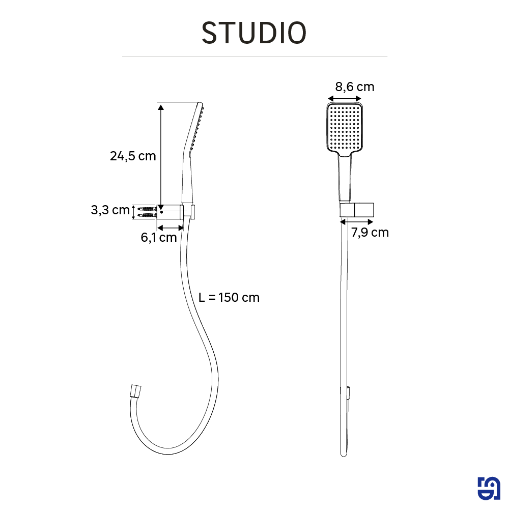 Alcachofa de ducha + flexo + soporte SENSEA  cromado con 1 función - 8
