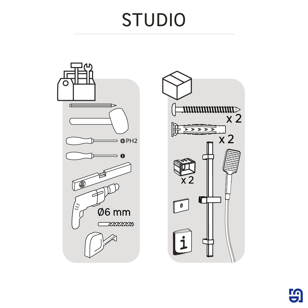 Alcachofa de ducha + flexo + barra SENSEA  negro con 1 función - 12