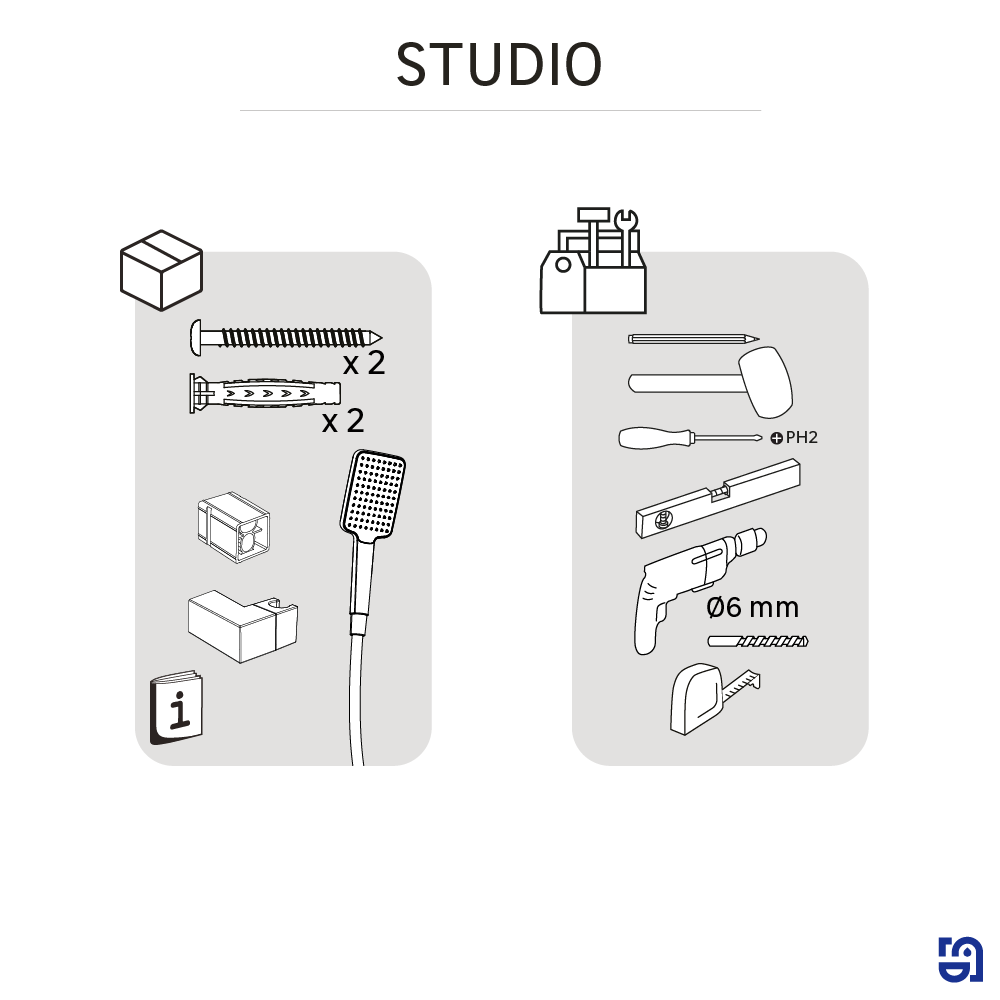 Alcachofa de ducha + flexo + soporte SENSEA  cromado con 1 función - 9