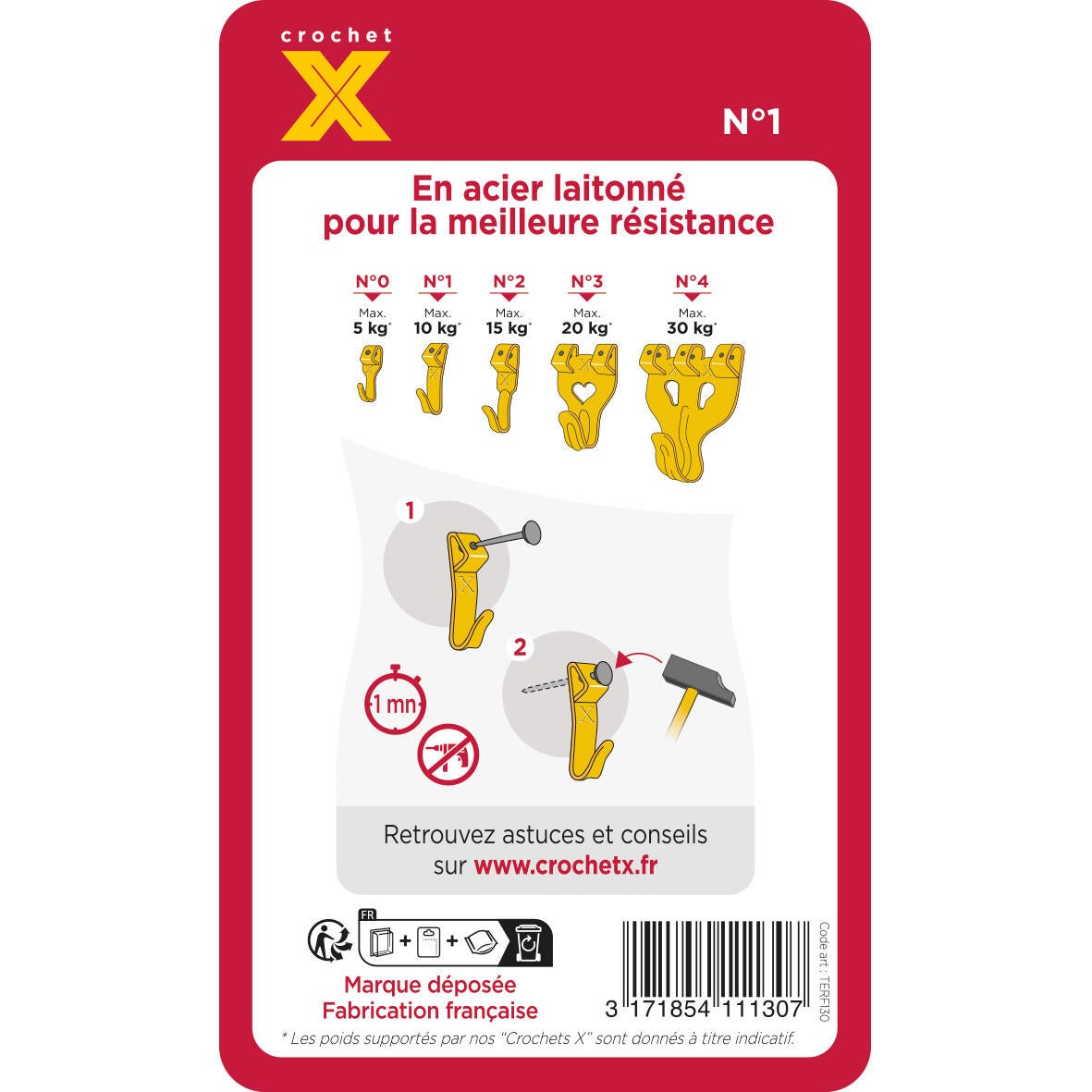 Crochet à tableau Terf130, doré - 3