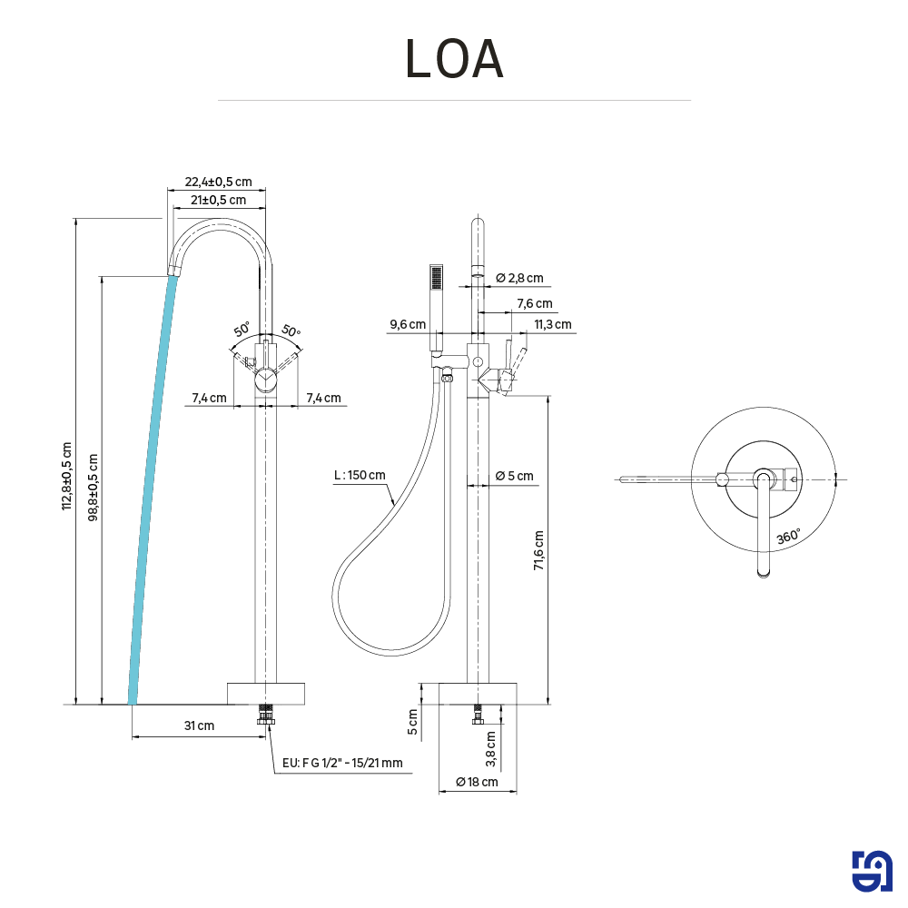 Grifo de bañera exenta monomando SENSEA Loa cromo brillo Antical Latón - 4
