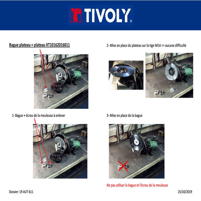 Mode d'emploi plateau meuleuse Tivoly