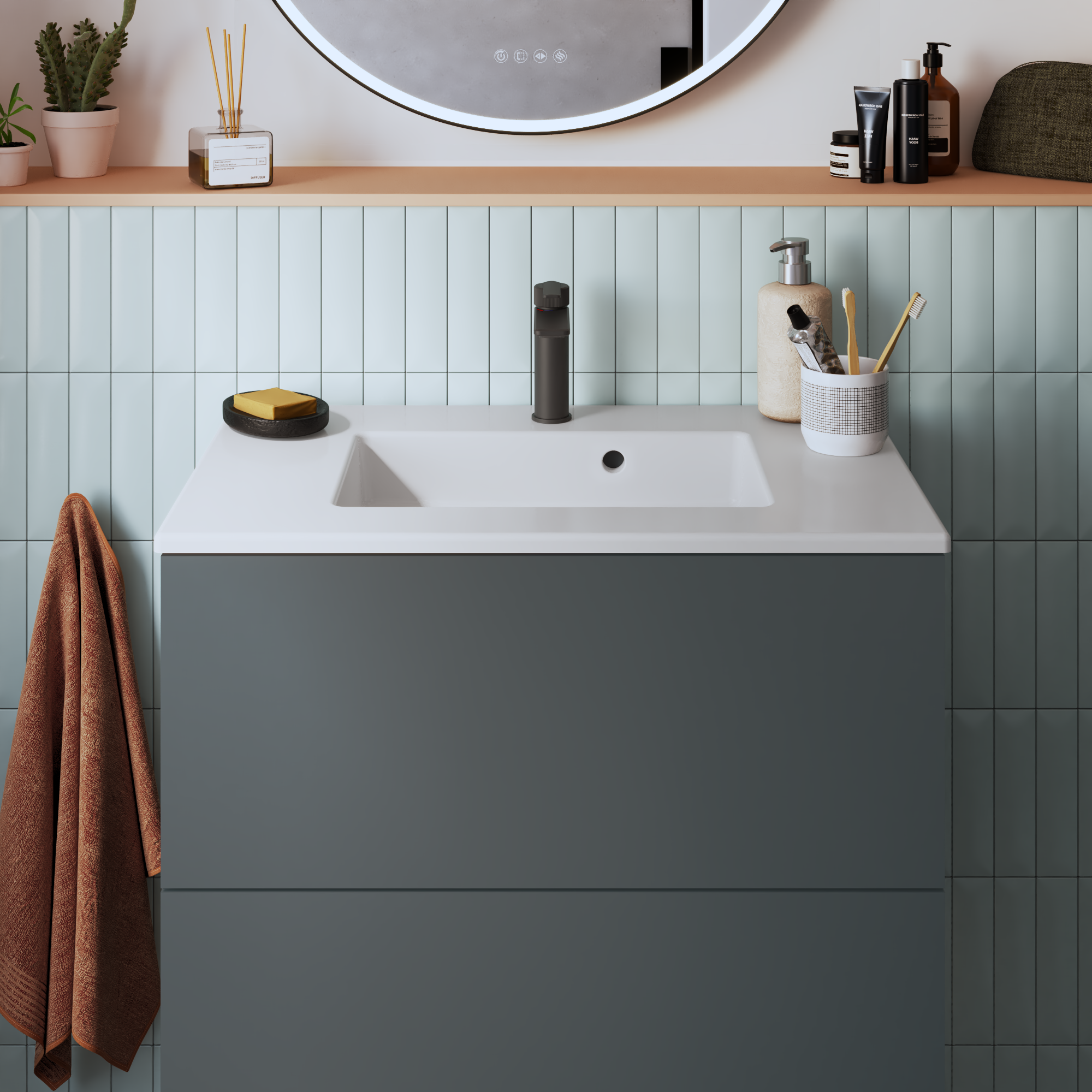 Grifo de lavabo SENSEA Neo monomando negro mate. Apertura en frío. Latón - 8