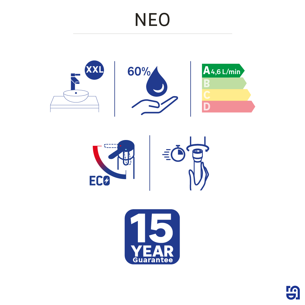 Torneira de lavatório cano alto preto Sensea Neo - 9